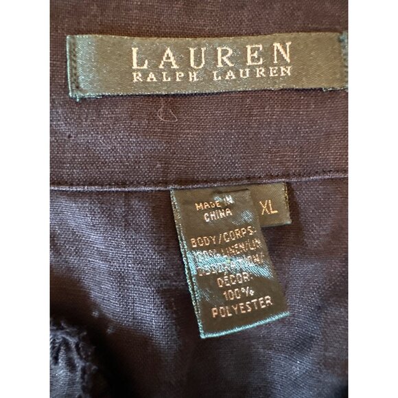 Lauren Ralph Lauren Embroidered Linen Tunic Top XL Black Lagenlook Boho - Picture 3 of 7